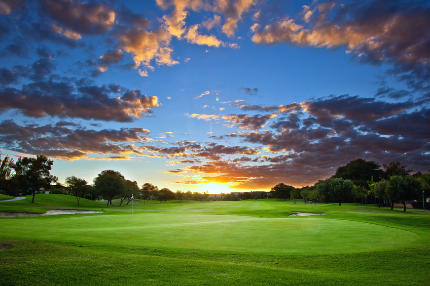 A sunset on a golf course in Australia